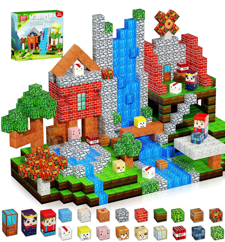 Magnetic Building Blocks Set – 200 Pieces