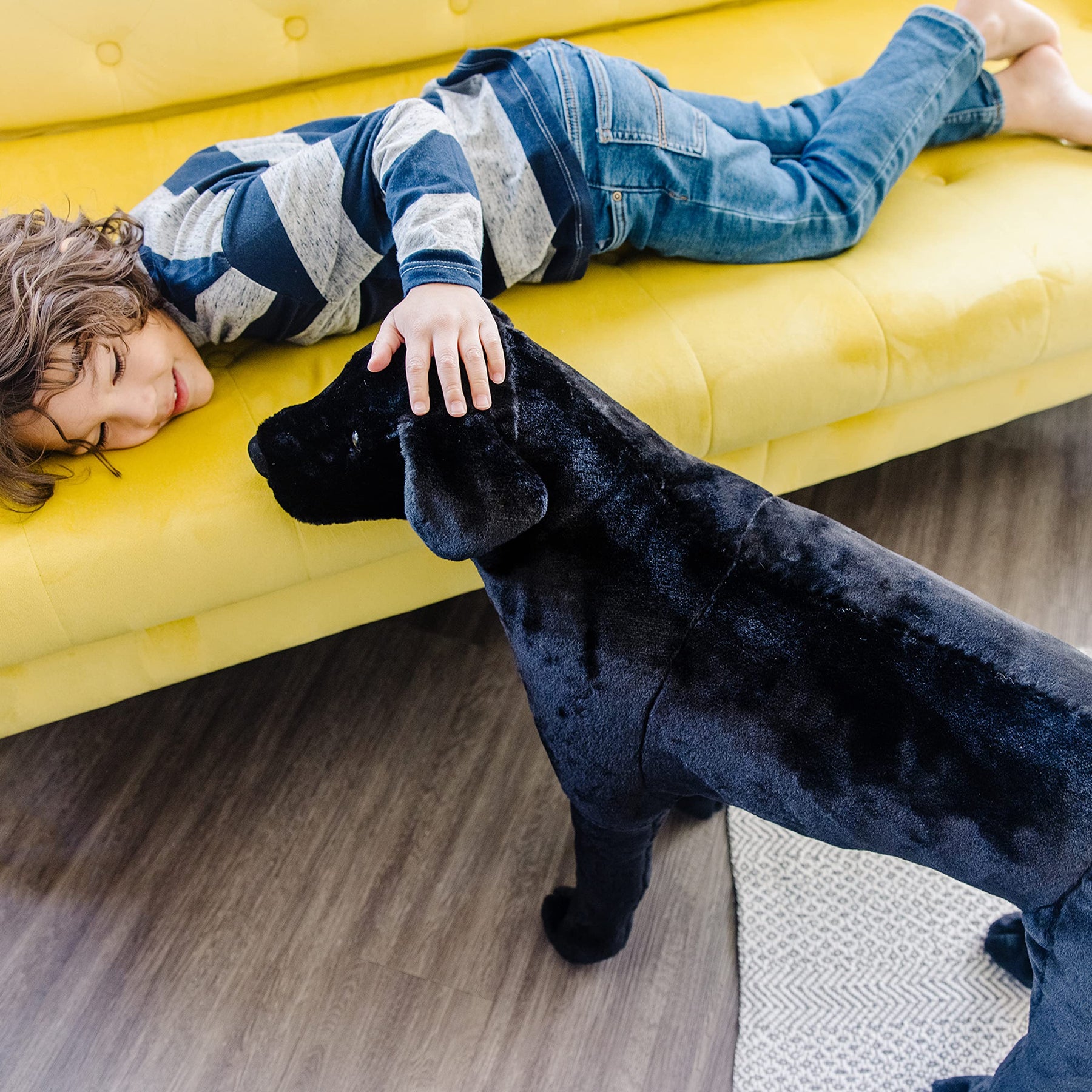 Giant Black Lab Plush Dog